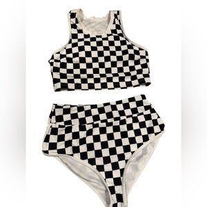 Checkered Black and White Bikini Set